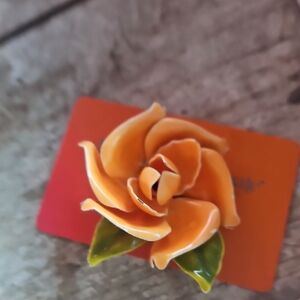 Orange Floral Brooch